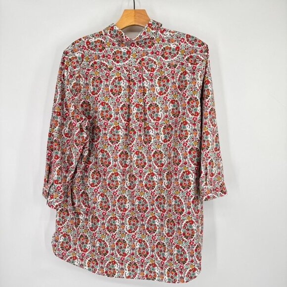 Lands End Womens Floral Print 3/4 Sleeve Shirt top tunic Size 16 100% Cotton - Picture 11 of 11